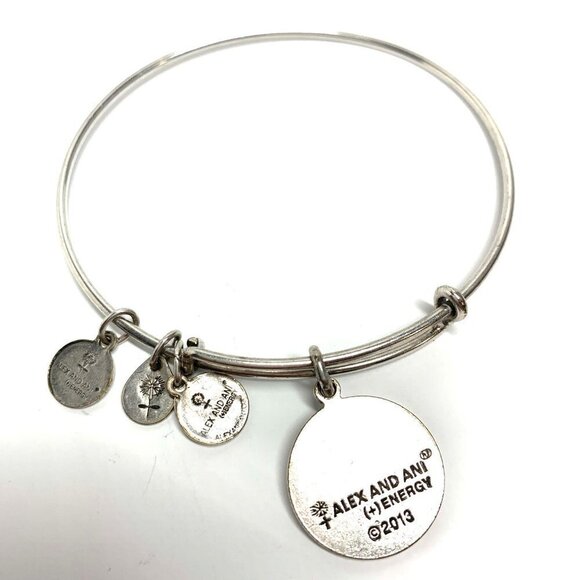 Alex and Ani Initial E Charm Bracelet Silver Finish - Expands 2"- 3.5" - Picture 2 of 2